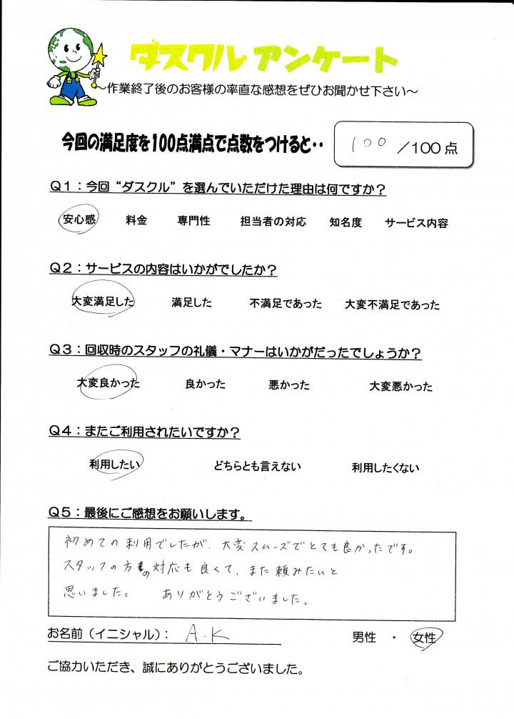 1月13日 A.K様　女性