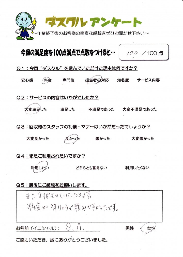 2月15日 S.A 様 女性