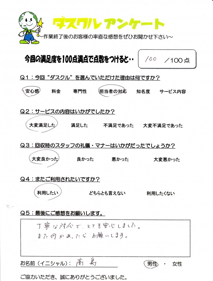 1月22日 高島様 男性